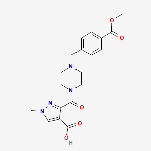 molecular formula C19H22N4O5 B4372361 3-({4-[4-(METHOXYCARBONYL)BENZYL]PIPERAZINO}CARBONYL)-1-METHYL-1H-PYRAZOLE-4-CARBOXYLIC ACID 