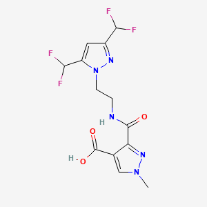 molecular formula C13H13F4N5O3 B4372382 3-[({2-[3,5-bis(difluoromethyl)-1H-pyrazol-1-yl]ethyl}amino)carbonyl]-1-methyl-1H-pyrazole-4-carboxylic acid CAS No. 1174852-59-5