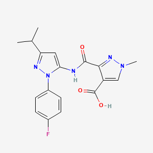 molecular formula C18H18FN5O3 B4372399 3-[[2-(4-Fluorophenyl)-5-propan-2-ylpyrazol-3-yl]carbamoyl]-1-methylpyrazole-4-carboxylic acid 