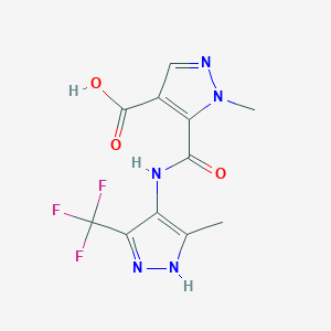 molecular formula C11H10F3N5O3 B4372407 1-methyl-5-({[5-methyl-3-(trifluoromethyl)-1H-pyrazol-4-yl]amino}carbonyl)-1H-pyrazole-4-carboxylic acid 