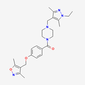 molecular formula C25H33N5O3 B4372422 {4-[(3,5-DIMETHYL-4-ISOXAZOLYL)METHOXY]PHENYL}{4-[(1-ETHYL-3,5-DIMETHYL-1H-PYRAZOL-4-YL)METHYL]PIPERAZINO}METHANONE 