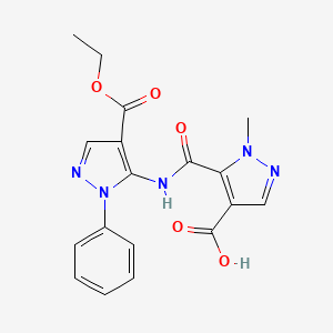 molecular formula C18H17N5O5 B4372438 5-({[4-(ethoxycarbonyl)-1-phenyl-1H-pyrazol-5-yl]amino}carbonyl)-1-methyl-1H-pyrazole-4-carboxylic acid 