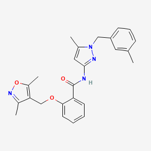 molecular formula C25H26N4O3 B4372450 2-[(3,5-dimethyl-4-isoxazolyl)methoxy]-N-[5-methyl-1-(3-methylbenzyl)-1H-pyrazol-3-yl]benzamide 