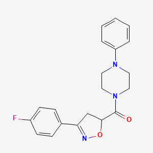 molecular formula C20H20FN3O2 B4372464 [3-(4-FLUOROPHENYL)-4,5-DIHYDRO-5-ISOXAZOLYL](4-PHENYLPIPERAZINO)METHANONE 