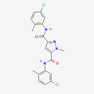 molecular formula C20H18Cl2N4O2 B4372486 N~3~,N~5~-BIS(5-CHLORO-2-METHYLPHENYL)-1-METHYL-1H-PYRAZOLE-3,5-DICARBOXAMIDE 