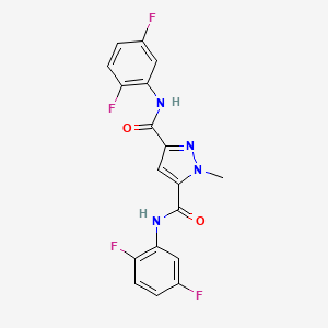 molecular formula C18H12F4N4O2 B4372508 N~3~,N~5~-BIS(2,5-DIFLUOROPHENYL)-1-METHYL-1H-PYRAZOLE-3,5-DICARBOXAMIDE 