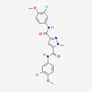 molecular formula C20H18Cl2N4O4 B4372516 N~3~,N~5~-BIS(3-CHLORO-4-METHOXYPHENYL)-1-METHYL-1H-PYRAZOLE-3,5-DICARBOXAMIDE 