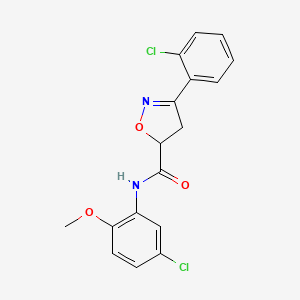 molecular formula C17H14Cl2N2O3 B4372526 N~5~-(5-CHLORO-2-METHOXYPHENYL)-3-(2-CHLOROPHENYL)-4,5-DIHYDRO-5-ISOXAZOLECARBOXAMIDE 