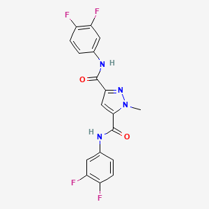 molecular formula C18H12F4N4O2 B4372531 N~3~,N~5~-BIS(3,4-DIFLUOROPHENYL)-1-METHYL-1H-PYRAZOLE-3,5-DICARBOXAMIDE 