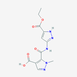 molecular formula C12H13N5O5 B4372559 5-({[3-(ethoxycarbonyl)-1H-pyrazol-5-yl]amino}carbonyl)-1-methyl-1H-pyrazole-4-carboxylic acid 