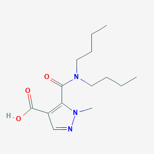 molecular formula C14H23N3O3 B4372670 5-[(dibutylamino)carbonyl]-1-methyl-1H-pyrazole-4-carboxylic acid 