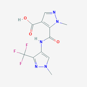 molecular formula C11H10F3N5O3 B4372717 1-methyl-5-({[1-methyl-3-(trifluoromethyl)-1H-pyrazol-4-yl]amino}carbonyl)-1H-pyrazole-4-carboxylic acid 