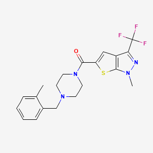 molecular formula C20H21F3N4OS B4372766 1-methyl-5-{[4-(2-methylbenzyl)-1-piperazinyl]carbonyl}-3-(trifluoromethyl)-1H-thieno[2,3-c]pyrazole 