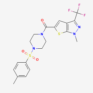 molecular formula C19H19F3N4O3S2 B4372777 {4-[(4-METHYLPHENYL)SULFONYL]PIPERAZINO}[1-METHYL-3-(TRIFLUOROMETHYL)-1H-THIENO[2,3-C]PYRAZOL-5-YL]METHANONE 