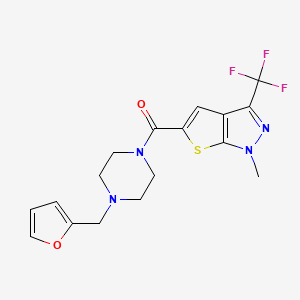 molecular formula C17H17F3N4O2S B4372782 [4-(2-FURYLMETHYL)PIPERAZINO][1-METHYL-3-(TRIFLUOROMETHYL)-1H-THIENO[2,3-C]PYRAZOL-5-YL]METHANONE 