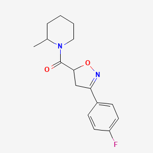 molecular formula C16H19FN2O2 B4372797 1-[3-(4-FLUOROPHENYL)-4,5-DIHYDRO-1,2-OXAZOLE-5-CARBONYL]-2-METHYLPIPERIDINE 