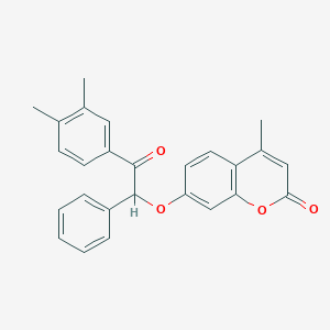 molecular formula C26H22O4 B437284 7-[2-(3,4-dimethylphenyl)-2-oxo-1-phenylethoxy]-4-methyl-2H-chromen-2-one CAS No. 667432-48-6