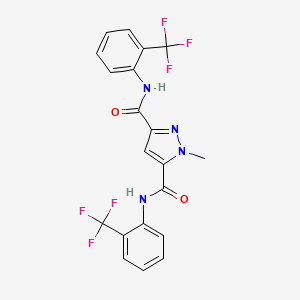 molecular formula C20H14F6N4O2 B4372847 1-METHYL-N~3~,N~5~-BIS[2-(TRIFLUOROMETHYL)PHENYL]-1H-PYRAZOLE-3,5-DICARBOXAMIDE 