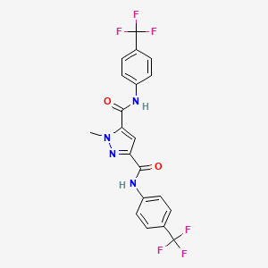 molecular formula C20H14F6N4O2 B4372855 1-METHYL-N~3~,N~5~-BIS[4-(TRIFLUOROMETHYL)PHENYL]-1H-PYRAZOLE-3,5-DICARBOXAMIDE 