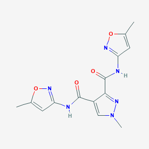 molecular formula C14H14N6O4 B4372887 1-methyl-N,N'-bis(5-methyl-3-isoxazolyl)-1H-pyrazole-3,4-dicarboxamide 