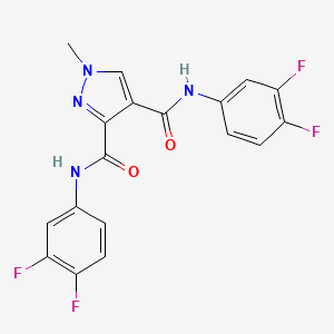 3-N,4-N-bis(3,4-difluorophenyl)-1-methylpyrazole-3,4-dicarboxamide