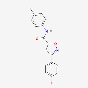 molecular formula C17H15FN2O2 B4372957 3-(4-fluorophenyl)-N-(4-methylphenyl)-4,5-dihydro-1,2-oxazole-5-carboxamide 