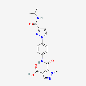 molecular formula C19H20N6O4 B4372961 5-[(4-{3-[(ISOPROPYLAMINO)CARBONYL]-1H-PYRAZOL-1-YL}ANILINO)CARBONYL]-1-METHYL-1H-PYRAZOLE-4-CARBOXYLIC ACID 