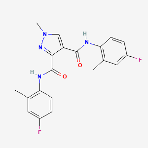 molecular formula C20H18F2N4O2 B4372980 N~3~,N~4~-BIS(4-FLUORO-2-METHYLPHENYL)-1-METHYL-1H-PYRAZOLE-3,4-DICARBOXAMIDE 