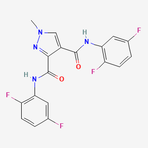 molecular formula C18H12F4N4O2 B4373015 N~3~,N~4~-BIS(2,5-DIFLUOROPHENYL)-1-METHYL-1H-PYRAZOLE-3,4-DICARBOXAMIDE 