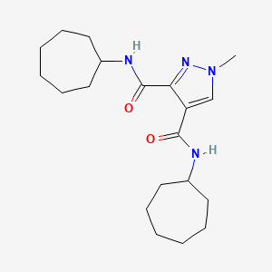 molecular formula C20H32N4O2 B4373016 N~3~,N~4~-DICYCLOHEPTYL-1-METHYL-1H-PYRAZOLE-3,4-DICARBOXAMIDE 