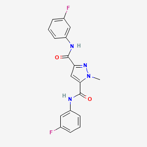 molecular formula C18H14F2N4O2 B4373049 N~3~,N~5~-BIS(3-FLUOROPHENYL)-1-METHYL-1H-PYRAZOLE-3,5-DICARBOXAMIDE 