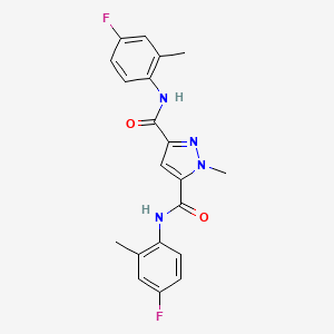 molecular formula C20H18F2N4O2 B4373060 N~3~,N~5~-BIS(4-FLUORO-2-METHYLPHENYL)-1-METHYL-1H-PYRAZOLE-3,5-DICARBOXAMIDE 