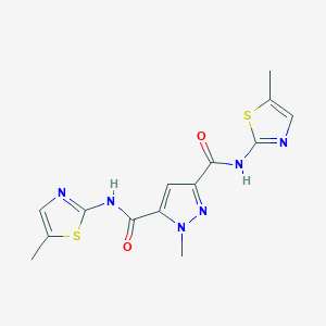 molecular formula C14H14N6O2S2 B4373066 1-METHYL-N~3~,N~5~-BIS(5-METHYL-1,3-THIAZOL-2-YL)-1H-PYRAZOLE-3,5-DICARBOXAMIDE 