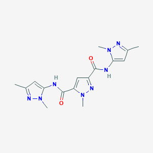 molecular formula C16H20N8O2 B4373083 N,N'-bis(1,3-dimethyl-1H-pyrazol-5-yl)-1-methyl-1H-pyrazole-3,5-dicarboxamide 