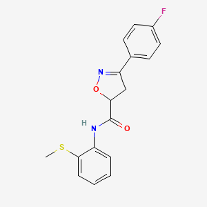 molecular formula C17H15FN2O2S B4373129 3-(4-fluorophenyl)-N-[2-(methylsulfanyl)phenyl]-4,5-dihydro-1,2-oxazole-5-carboxamide 