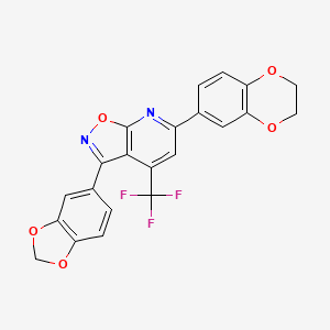 molecular formula C22H13F3N2O5 B4373177 3-(1,3-benzodioxol-5-yl)-6-(2,3-dihydro-1,4-benzodioxin-6-yl)-4-(trifluoromethyl)isoxazolo[5,4-b]pyridine 