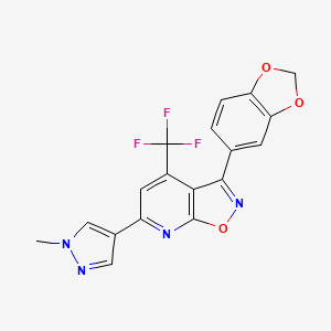 molecular formula C18H11F3N4O3 B4373183 3-(1,3-benzodioxol-5-yl)-6-(1-methyl-1H-pyrazol-4-yl)-4-(trifluoromethyl)isoxazolo[5,4-b]pyridine 