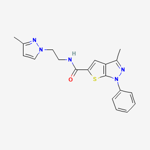 molecular formula C19H19N5OS B4373197 3-METHYL-N~5~-[2-(3-METHYL-1H-PYRAZOL-1-YL)ETHYL]-1-PHENYL-1H-THIENO[2,3-C]PYRAZOLE-5-CARBOXAMIDE 