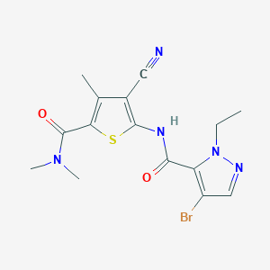 molecular formula C15H16BrN5O2S B4373206 4-bromo-N-{3-cyano-5-[(dimethylamino)carbonyl]-4-methyl-2-thienyl}-1-ethyl-1H-pyrazole-5-carboxamide 