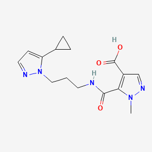 molecular formula C15H19N5O3 B4373220 5-({[3-(5-cyclopropyl-1H-pyrazol-1-yl)propyl]amino}carbonyl)-1-methyl-1H-pyrazole-4-carboxylic acid 