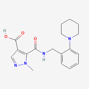 molecular formula C18H22N4O3 B4373226 1-METHYL-5-{[(2-PIPERIDINOBENZYL)AMINO]CARBONYL}-1H-PYRAZOLE-4-CARBOXYLIC ACID 