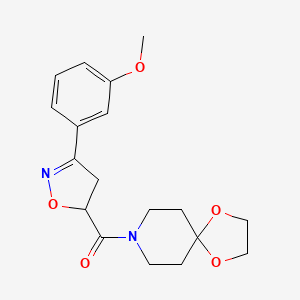 8-[3-(3-METHOXYPHENYL)-4,5-DIHYDRO-1,2-OXAZOLE-5-CARBONYL]-1,4-DIOXA-8-AZASPIRO[4.5]DECANE