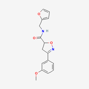 molecular formula C16H16N2O4 B4373246 N-[(FURAN-2-YL)METHYL]-3-(3-METHOXYPHENYL)-4,5-DIHYDRO-1,2-OXAZOLE-5-CARBOXAMIDE 