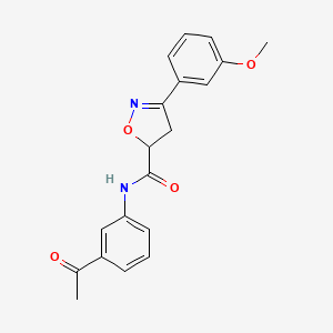 molecular formula C19H18N2O4 B4373250 N-(3-acetylphenyl)-3-(3-methoxyphenyl)-4,5-dihydro-1,2-oxazole-5-carboxamide 