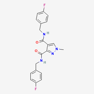 3-N,4-N-bis[(4-fluorophenyl)methyl]-1-methylpyrazole-3,4-dicarboxamide