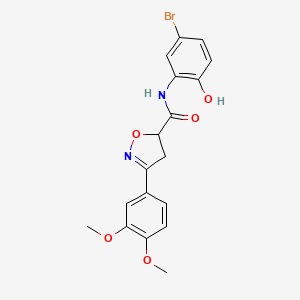 molecular formula C18H17BrN2O5 B4373300 N-(5-bromo-2-hydroxyphenyl)-3-(3,4-dimethoxyphenyl)-4,5-dihydro-1,2-oxazole-5-carboxamide 