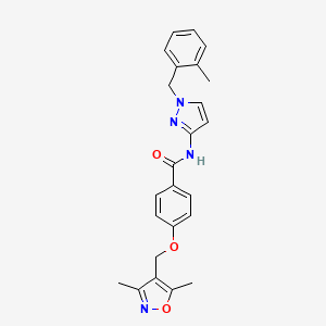 molecular formula C24H24N4O3 B4373334 4-[(3,5-DIMETHYL-4-ISOXAZOLYL)METHOXY]-N~1~-[1-(2-METHYLBENZYL)-1H-PYRAZOL-3-YL]BENZAMIDE 