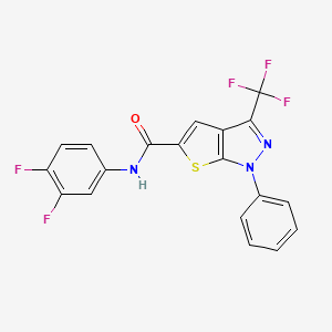 molecular formula C19H10F5N3OS B4373351 N~5~-(3,4-DIFLUOROPHENYL)-1-PHENYL-3-(TRIFLUOROMETHYL)-1H-THIENO[2,3-C]PYRAZOLE-5-CARBOXAMIDE 