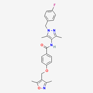 molecular formula C25H25FN4O3 B4373368 4-[(3,5-DIMETHYL-4-ISOXAZOLYL)METHOXY]-N~1~-[1-(4-FLUOROBENZYL)-3,5-DIMETHYL-1H-PYRAZOL-4-YL]BENZAMIDE 