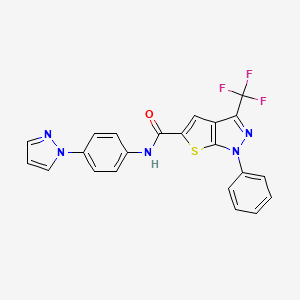 molecular formula C22H14F3N5OS B4373389 1-PHENYL-N~5~-[4-(1H-PYRAZOL-1-YL)PHENYL]-3-(TRIFLUOROMETHYL)-1H-THIENO[2,3-C]PYRAZOLE-5-CARBOXAMIDE 